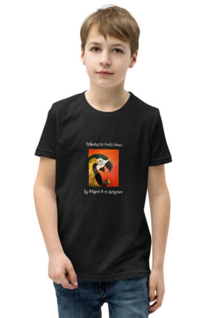 Youth Short Sleeve T-Shirt/BLK, Navy, Forest -Tributes to God's Grace-Parrot by Mason P. (Special Artist)